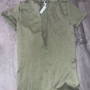 Women's Olive Green Short Sleeve Jumpsuit